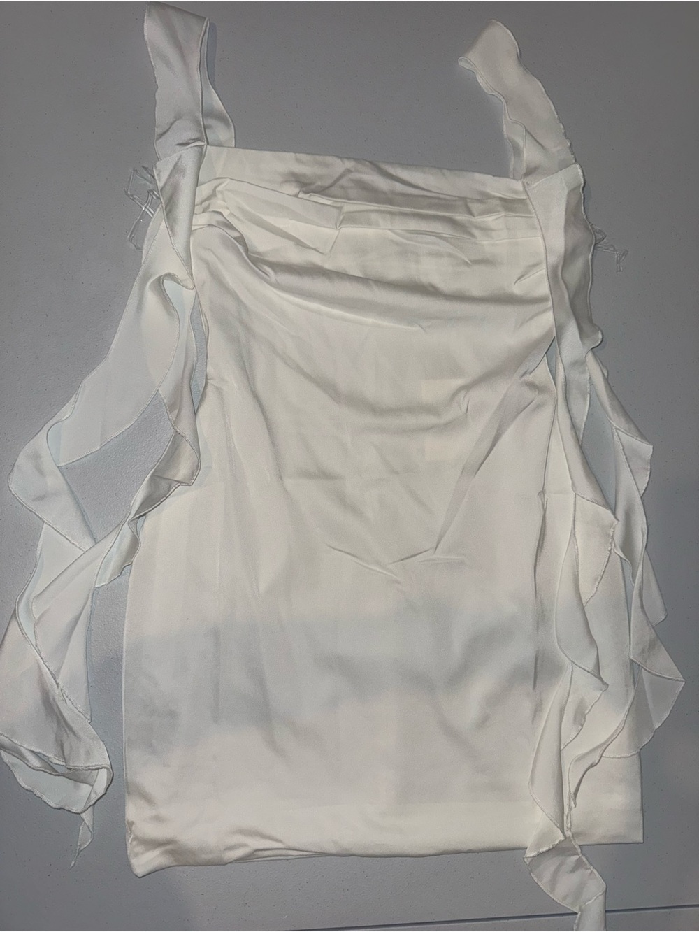 Peppermayo White Ruffle Strap Mini Dress